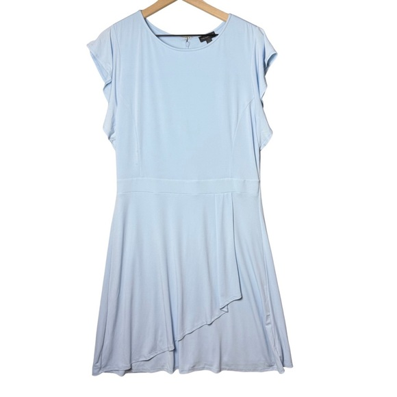 The Limited Womens Light Blue Short Flutter Sleeve Knee Length Faux Wrap Dress L - Picture 1 of 11
